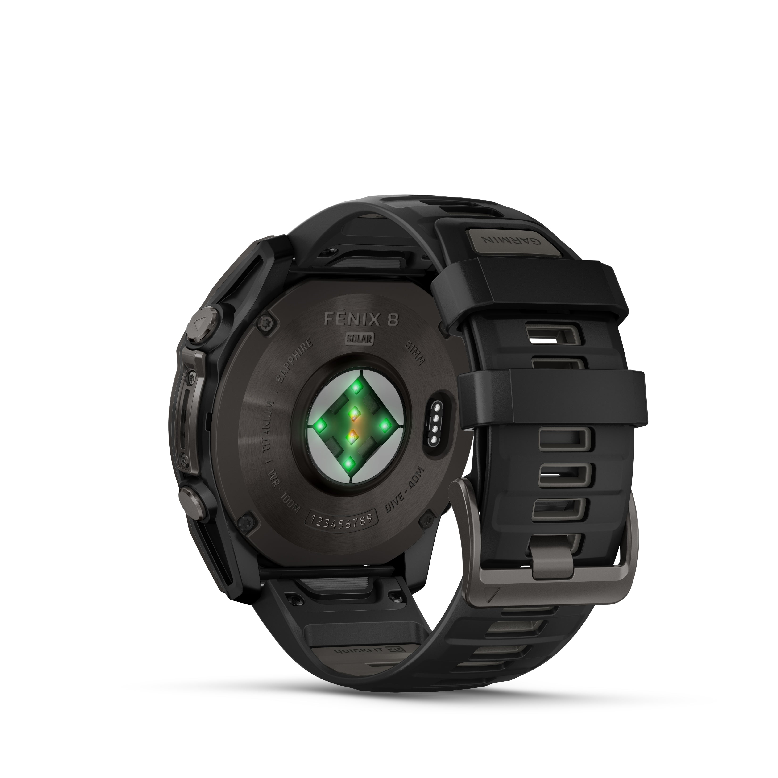 GARMIN - FENIX 8 51 MM, SOLAR SAPPHIRE, CARBON GRAY DLC TITANIUM WITH BLACK/PEBBLE GRAY SILICONE BAND