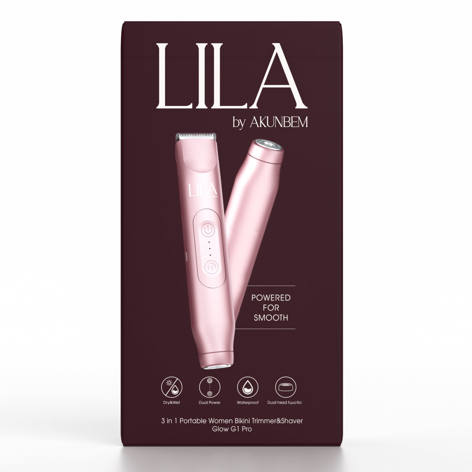 LILA BY AKUNBEM - 3 IN 1 PORTABLE WOMEN BIKINI TRIMMER&SHAVER GLOW G1 PRO/GLOW G1