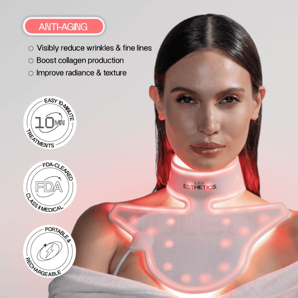 LED ESTHETICS - GLOTECH COLLAR - RED LIGHT NECK & CHEST RENEWAL MASK