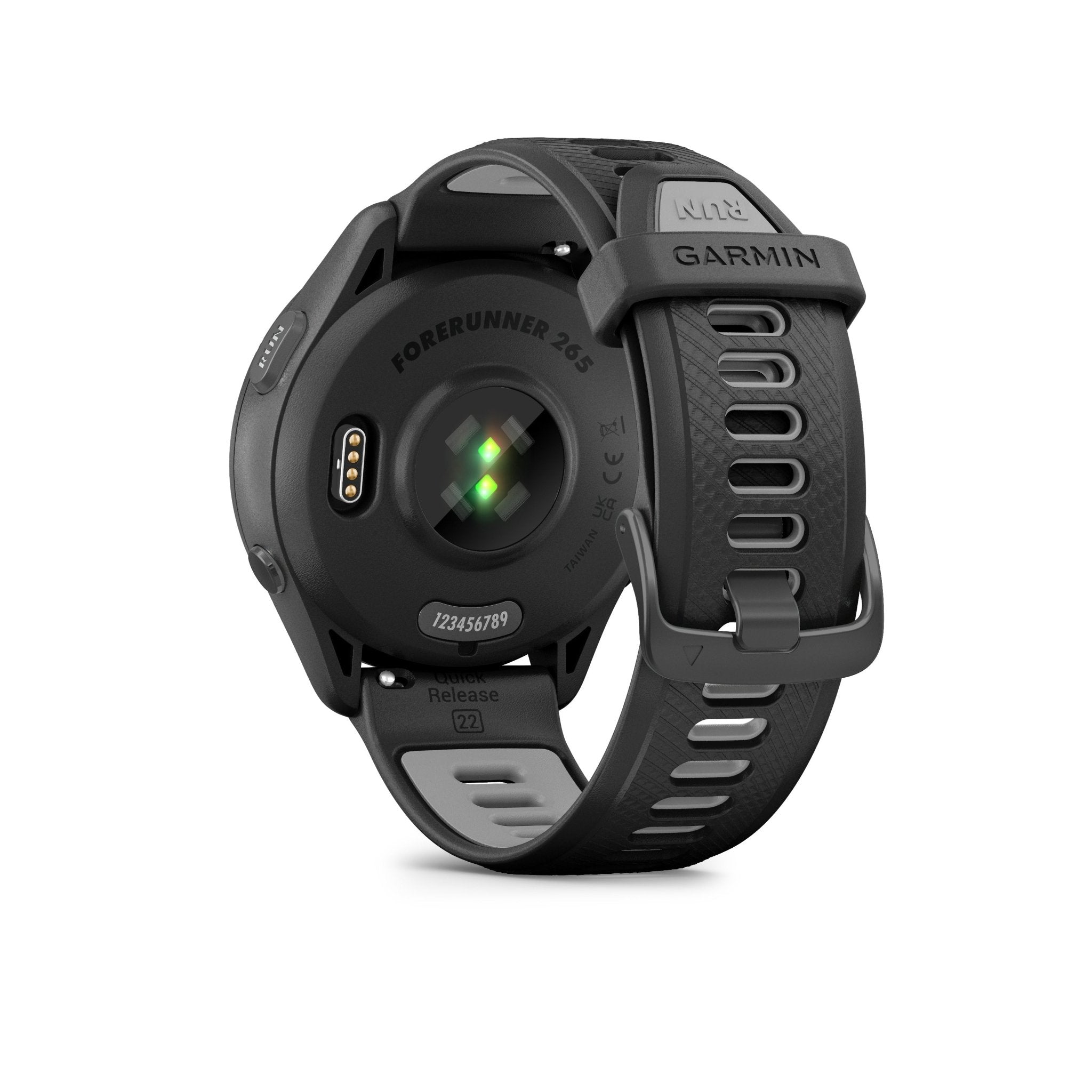 GARMIN - FORERUNNER 265, BLACK BEZEL AND CASE WITH BLACK/POWDER GRAY SILICONE BAND