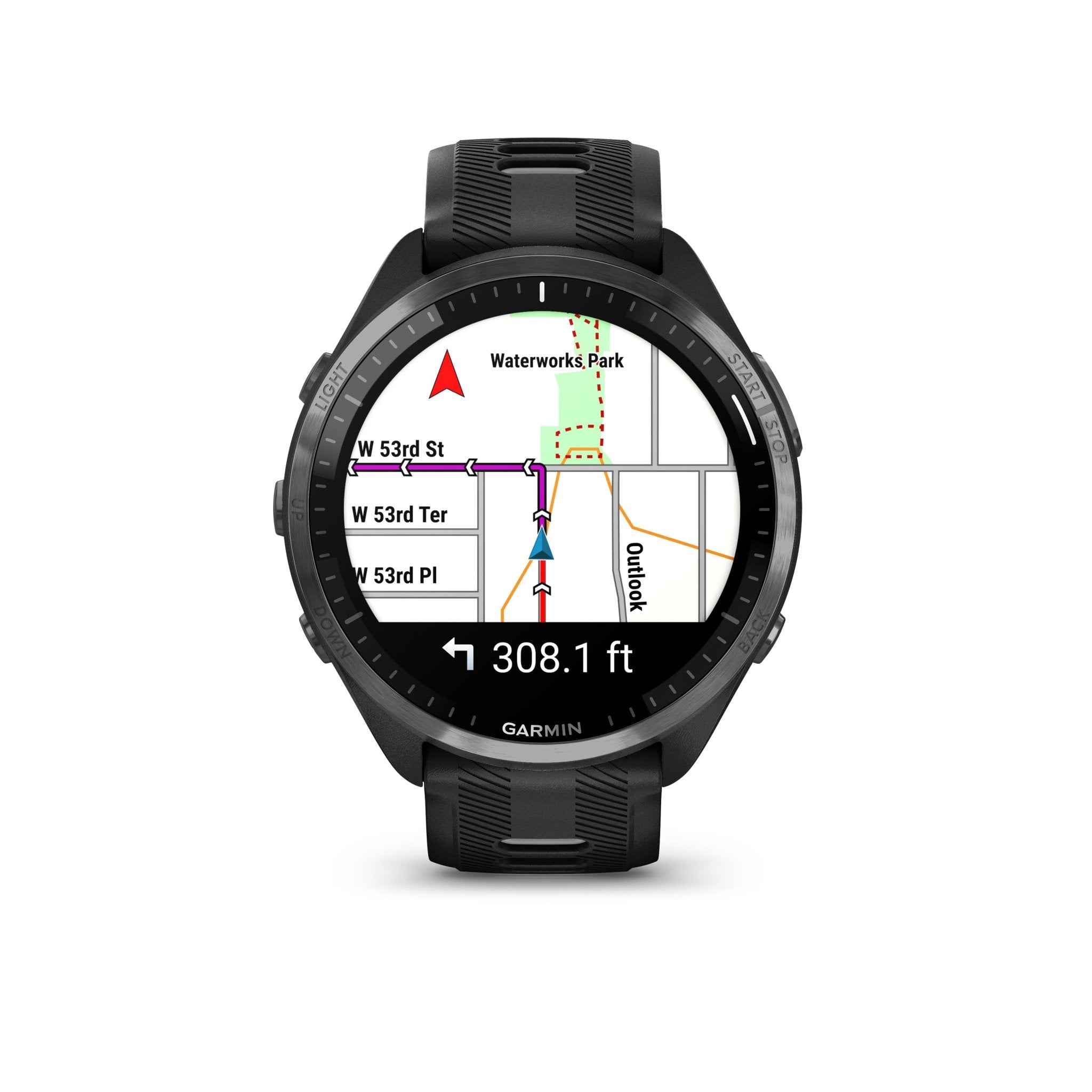 GARMIN - FORERUNNER 965, CARBON GRAY DLC TITANIUM BEZEL WITH BLACK CASE AND BLACK/POWDER GRAY SILICONE BAND