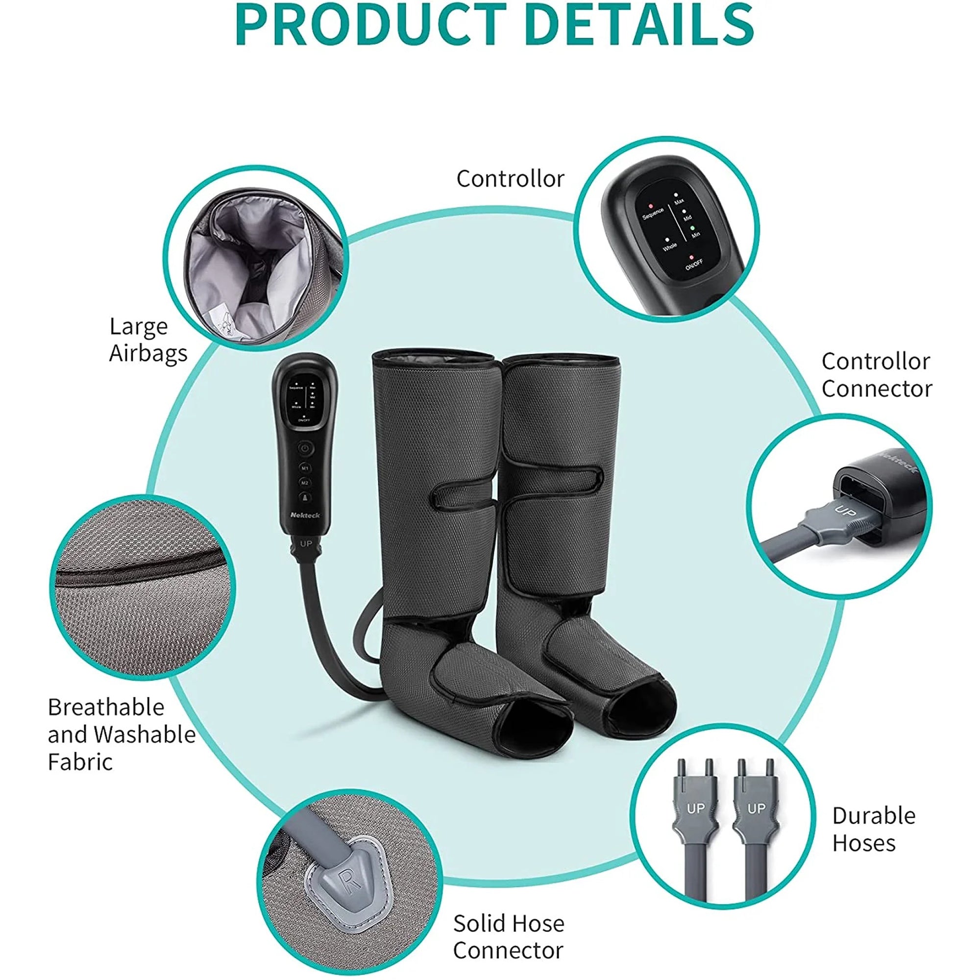 NEKTECK - LEG MASSAGER WITH AIR COMPRESSION