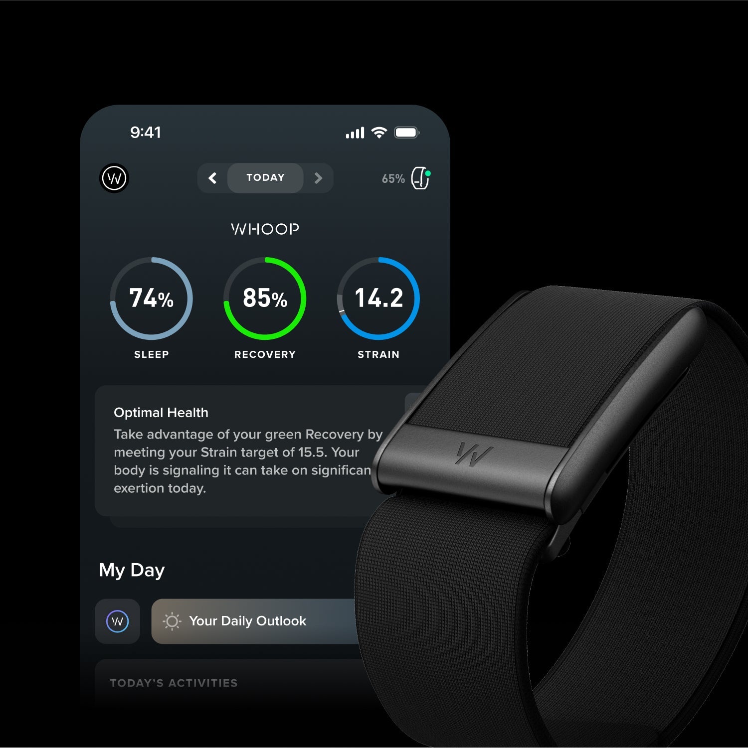 ONE 12-MONTH MEMBERSHIP 5.0 HEALTH AND FITNESS WEARABLE - JET BLACK
