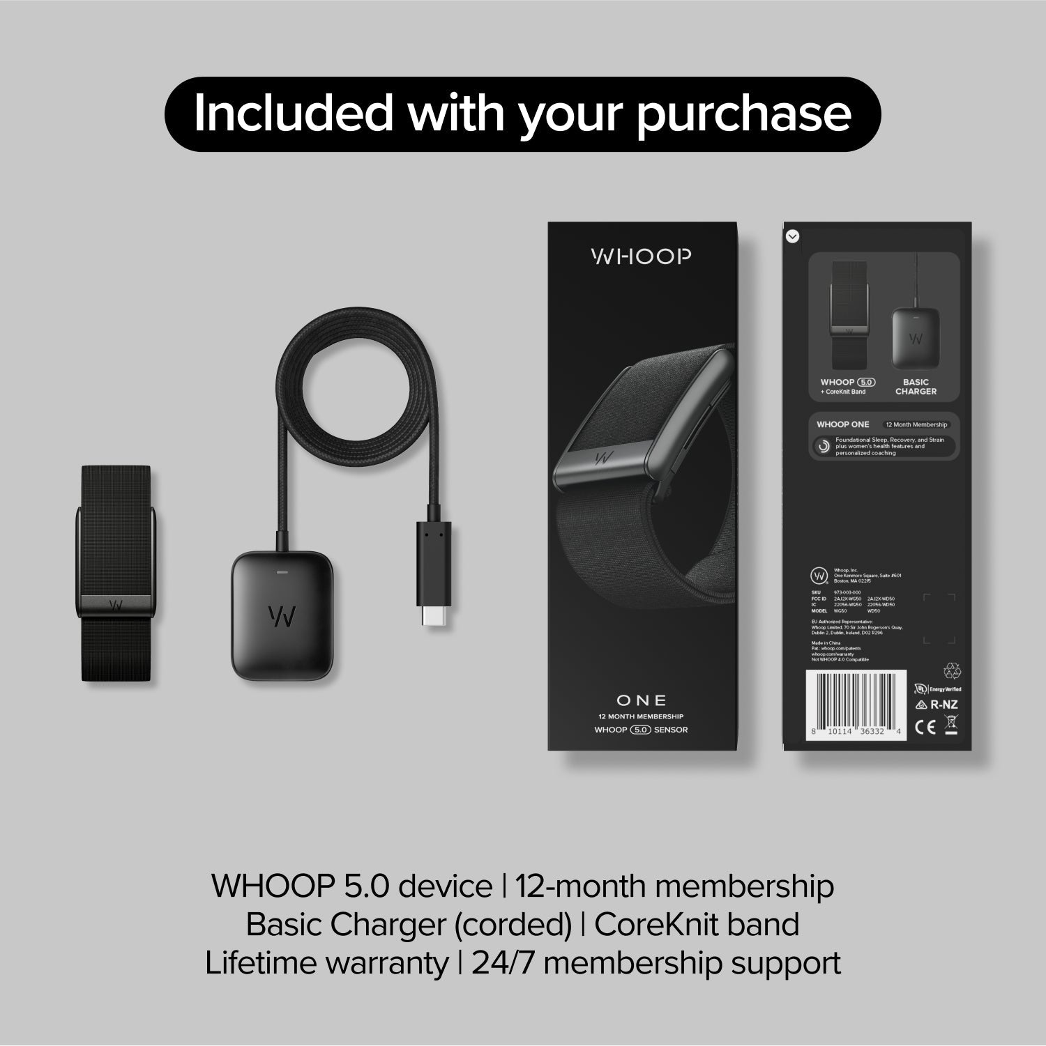 ONE 12-MONTH MEMBERSHIP 5.0 HEALTH AND FITNESS WEARABLE - JET BLACK