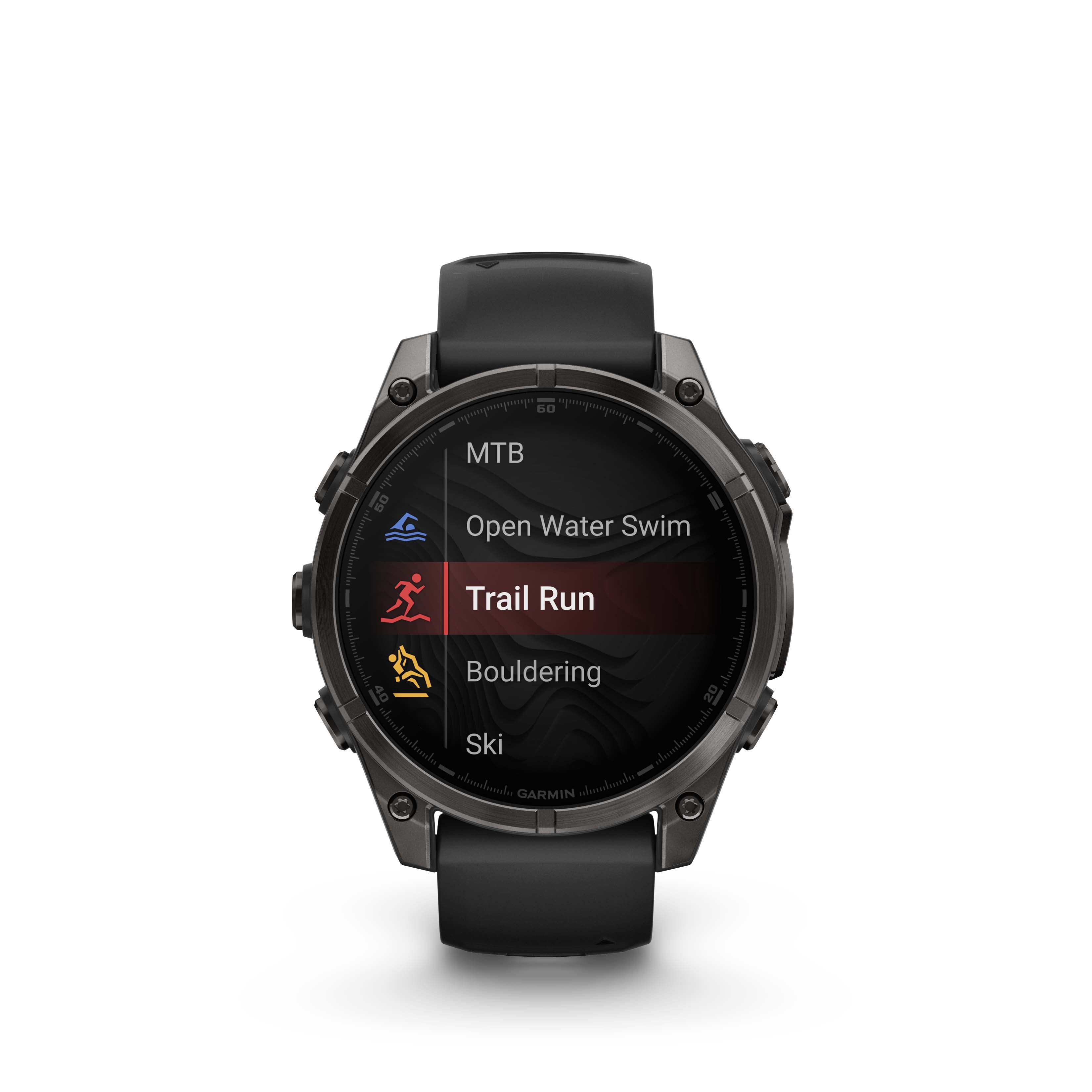 GARMIN - FENIX 8 47 MM, AMOLED SAPPHIRE, CARBON GRAY DLC TITANIUM WITH BLACK/PEBBLE GRAY SILICONE BAND