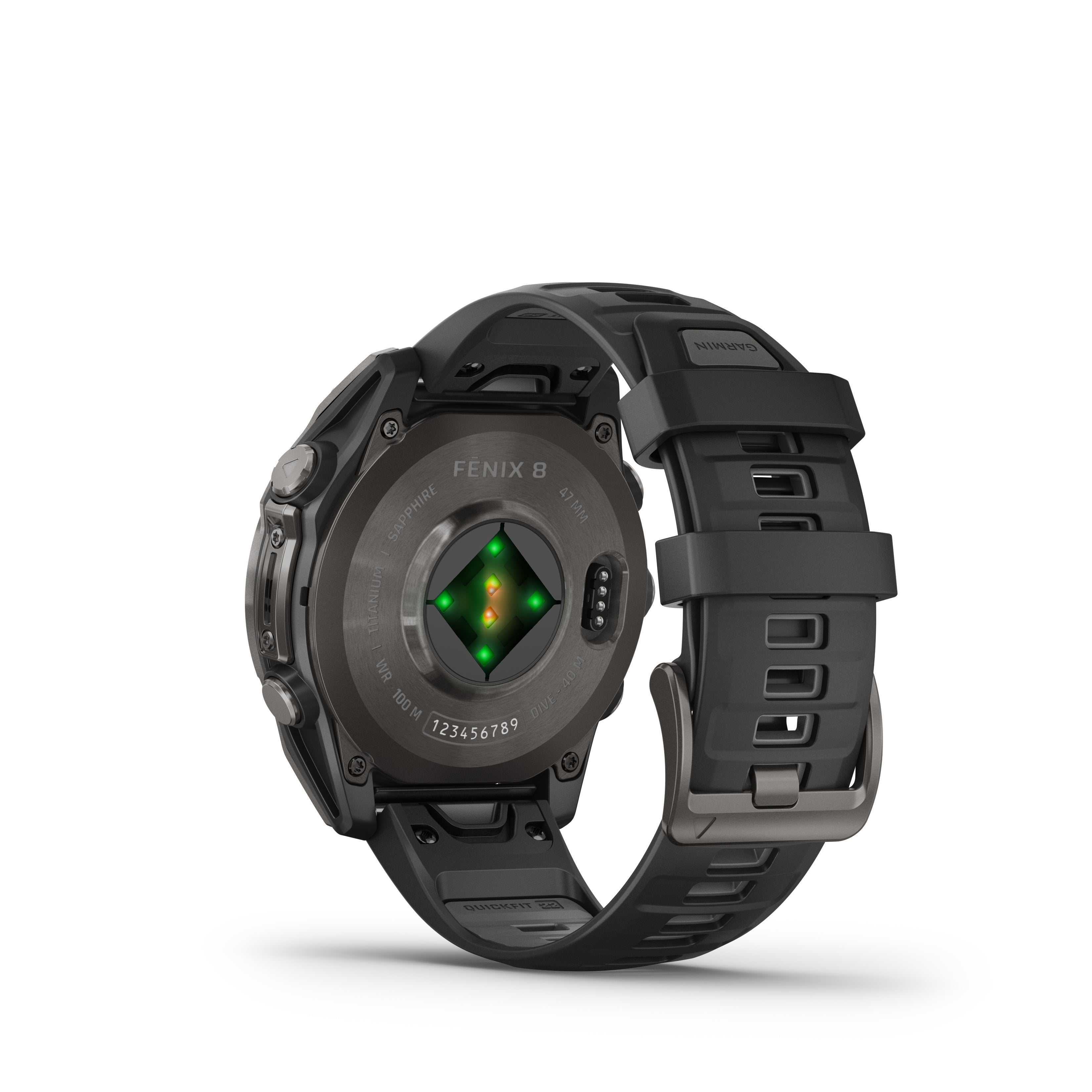 GARMIN - FENIX 8 47 MM, AMOLED SAPPHIRE, CARBON GRAY DLC TITANIUM WITH BLACK/PEBBLE GRAY SILICONE BAND