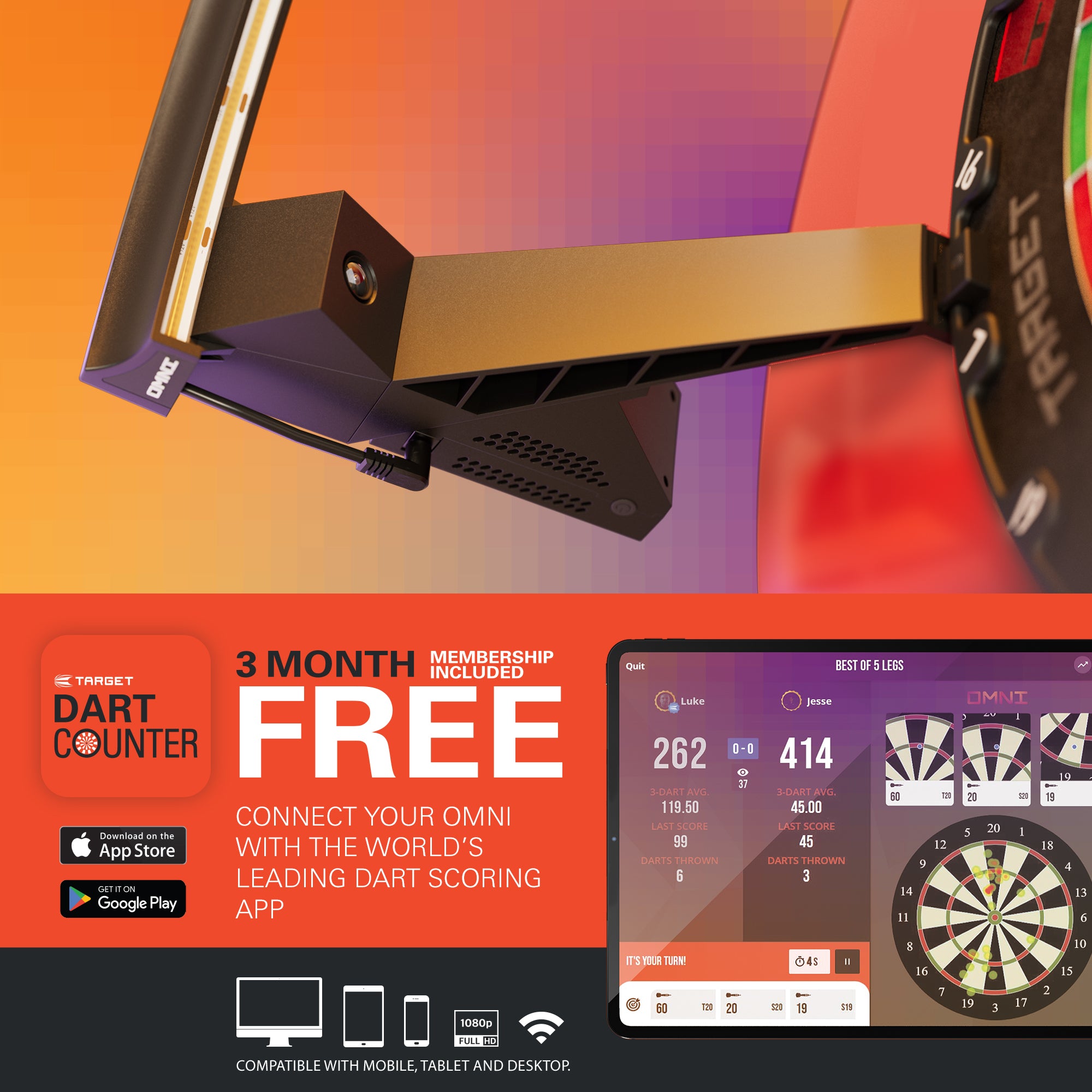 TARGET DARTS - OMNI ULTIMATE HOME BUNDLE AUTO SCORING SYSTEM DARTBOARD