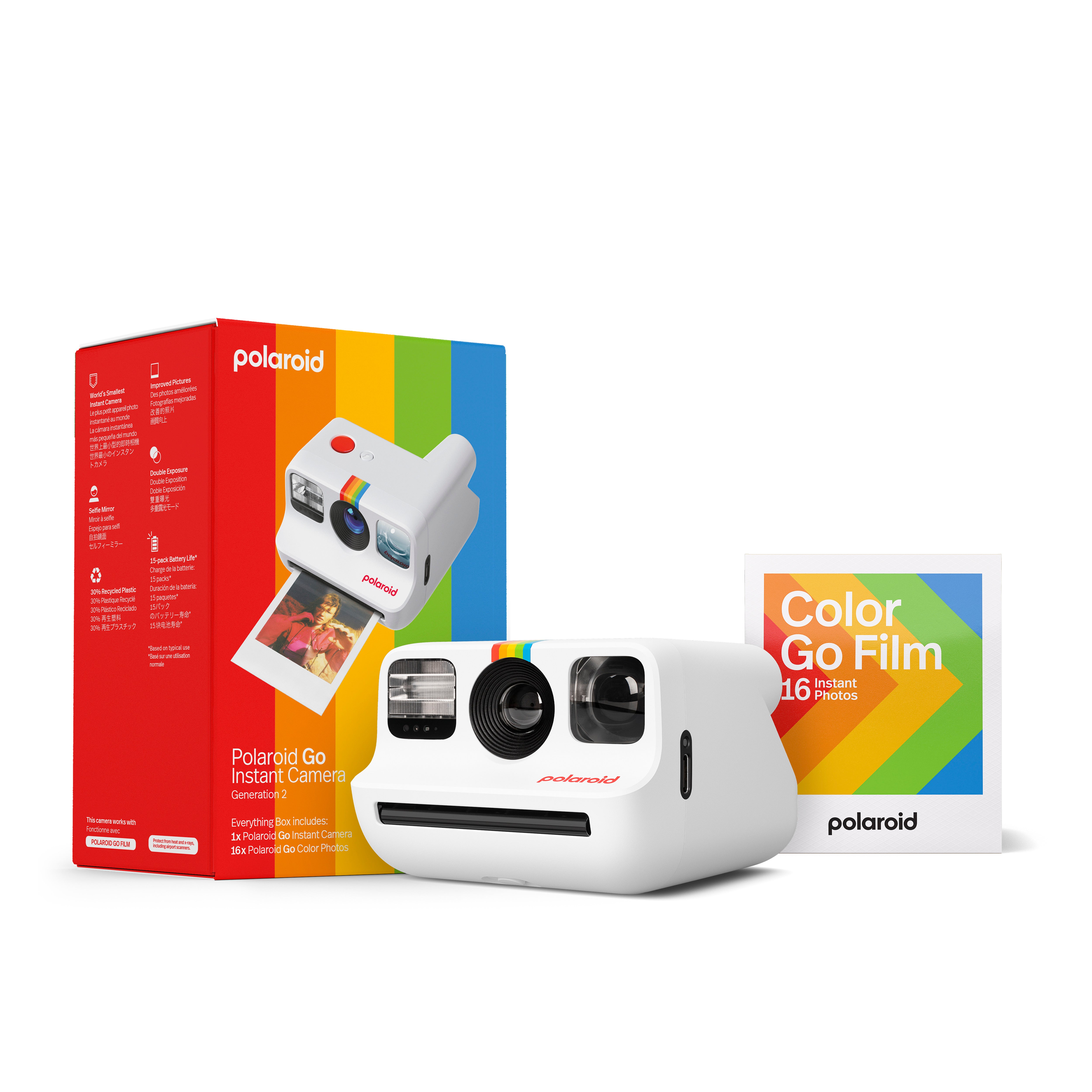 POLAROID - GO GENERATION 2 WHITE + COLOR FILM BUNDLE (8 PHOTOS)