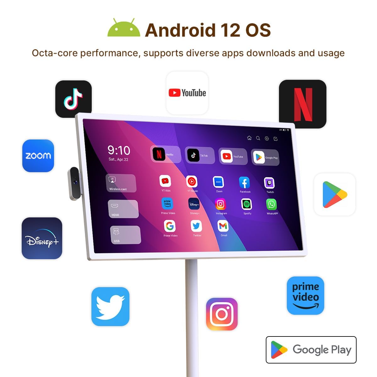 COZYLA 32" ROLLABLE TABLET TV & FAMILY HUB 4K