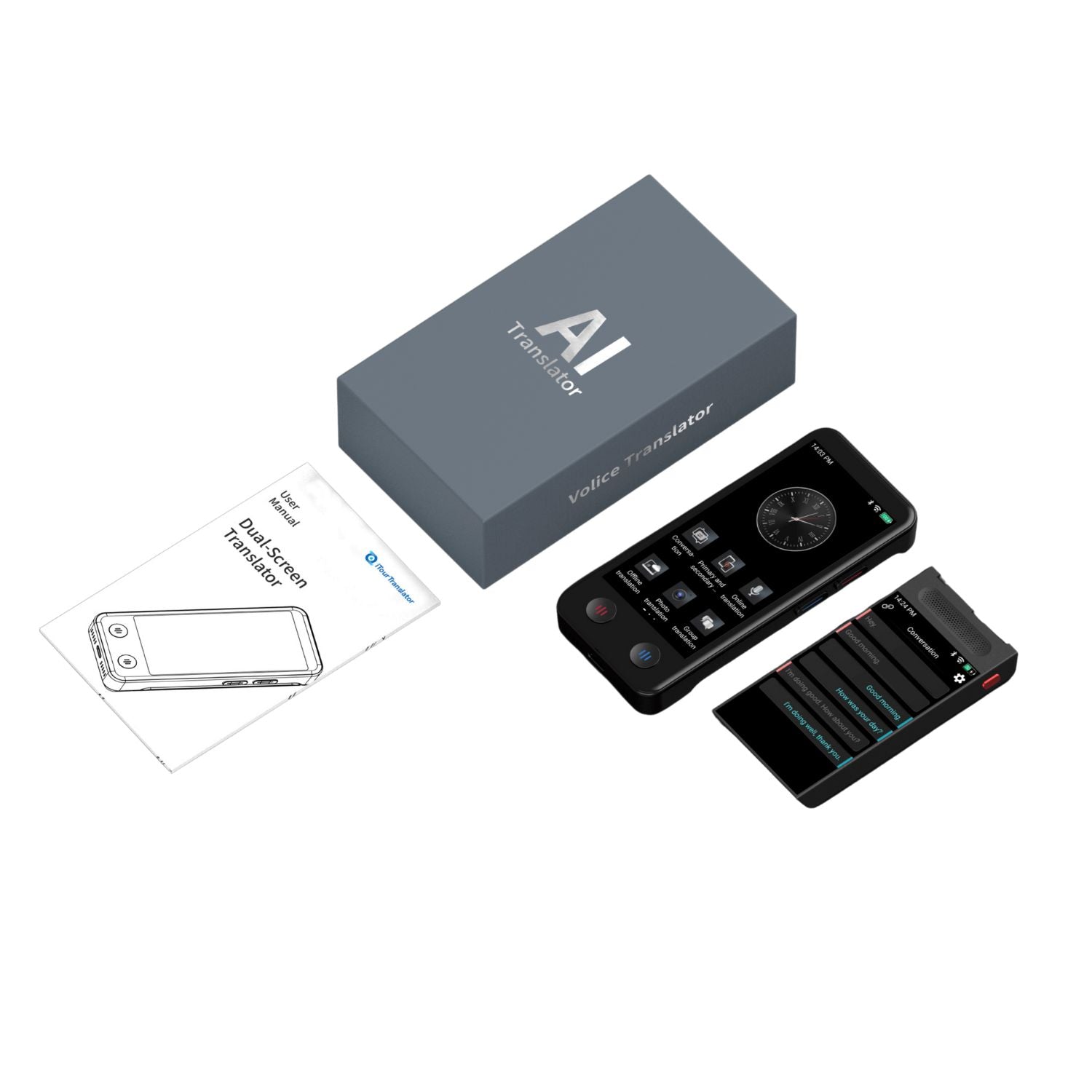 ITOURTRANSLATOR - DUAL SCREEN LANGUAGE TRANSLATION DEVICE
