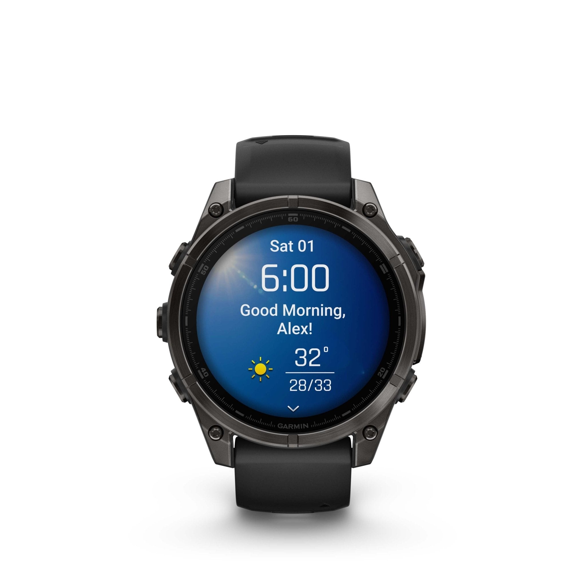 GARMIN - FENIX 8 47 MM, AMOLED SAPPHIRE, CARBON GRAY DLC TITANIUM WITH BLACK/PEBBLE GRAY SILICONE BAND