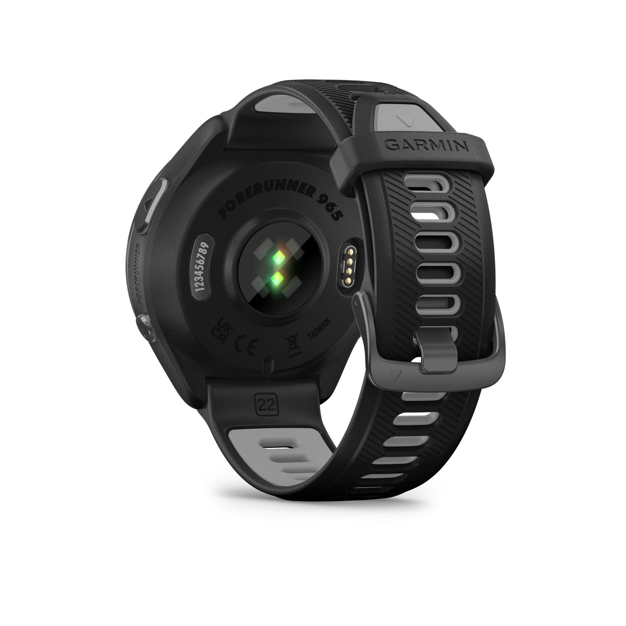 GARMIN - FORERUNNER 965, CARBON GRAY DLC TITANIUM BEZEL WITH BLACK CASE AND BLACK/POWDER GRAY SILICONE BAND