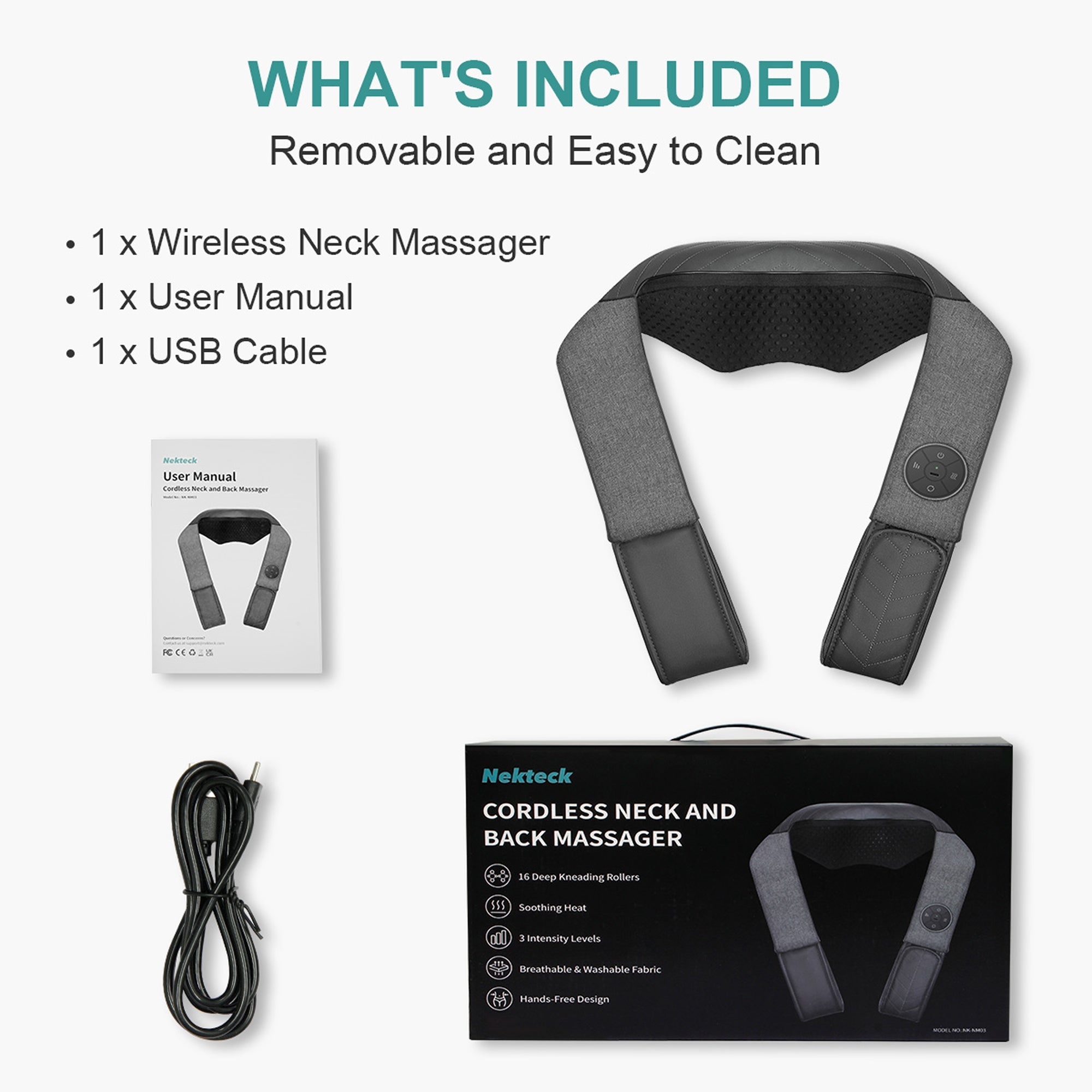 NEKTECK - CORDLESS NECK AND BACK MASSAGER