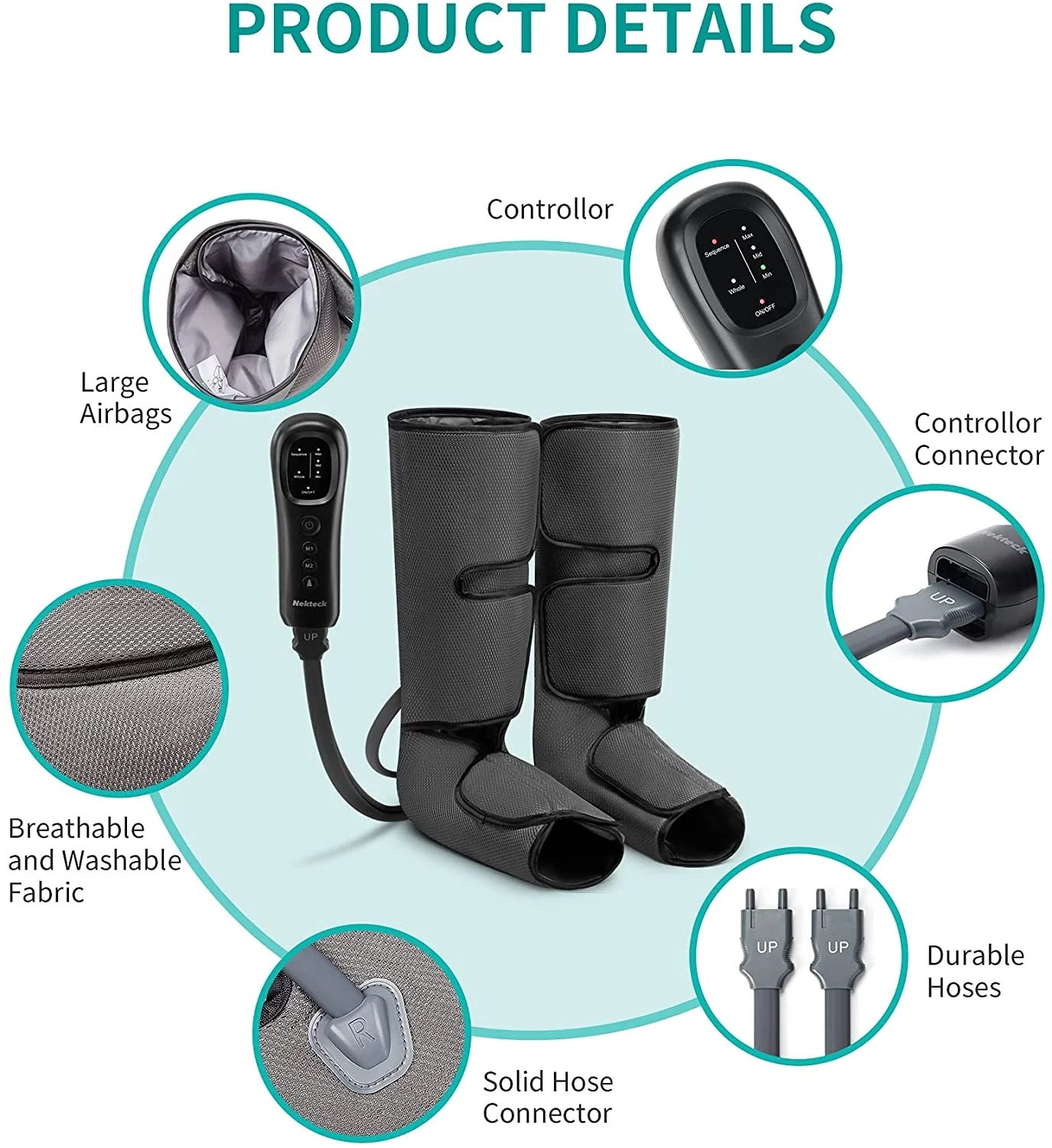 NEKTECK - LEG MASSAGER WITH AIR COMPRESSION