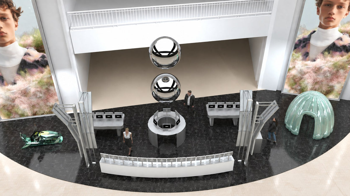 Render of the tm:rw store at Holt Renfrew, Toronto, from above