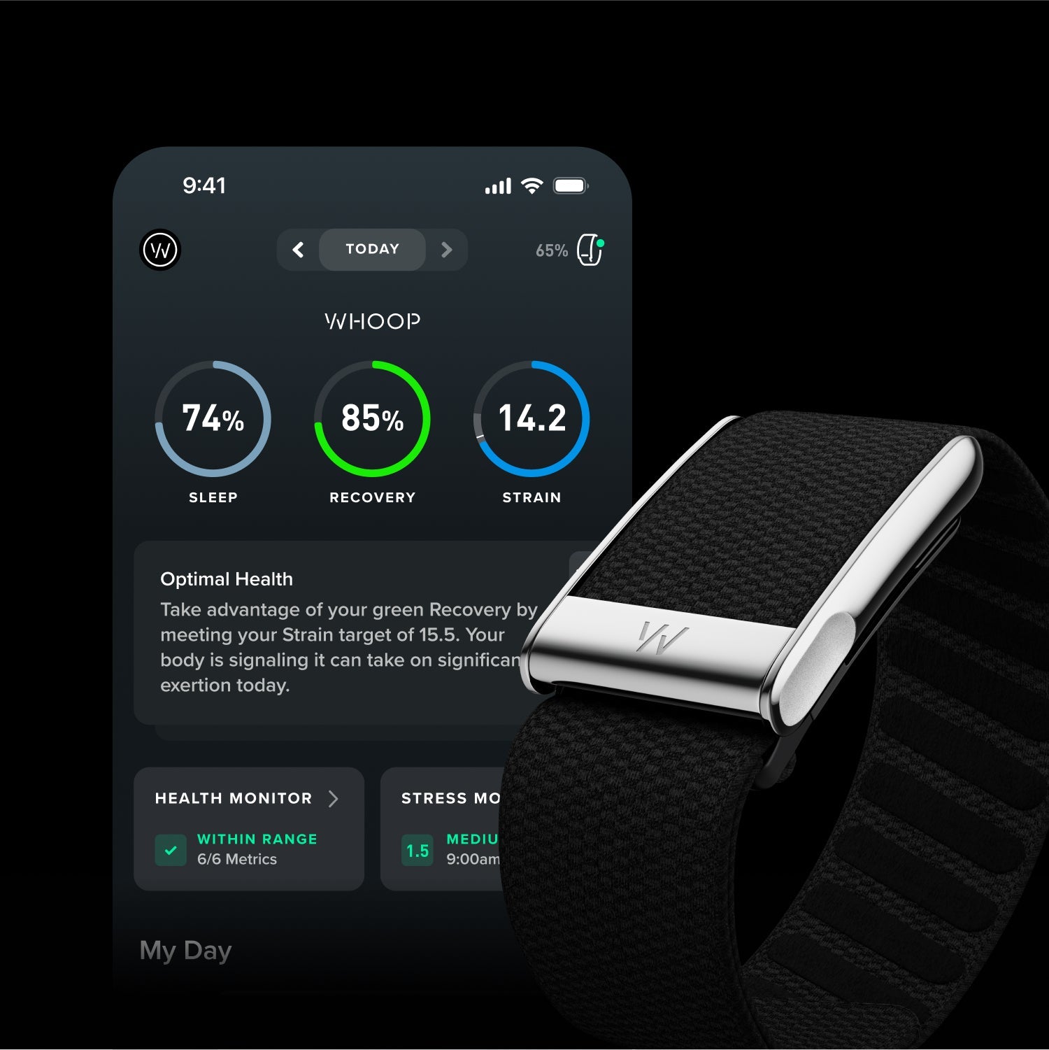 WHOOP - LIFE 12 - MONTH MEMBERSHIP MG DEVICE HEALTH & FITNESS TRACKER - OBSIDIAN/TITANIUM